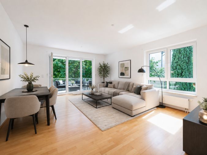 Lichtdurchflutete 3-Zimmer-Wohnung mit 2 Bädern und Blick ins Grüne